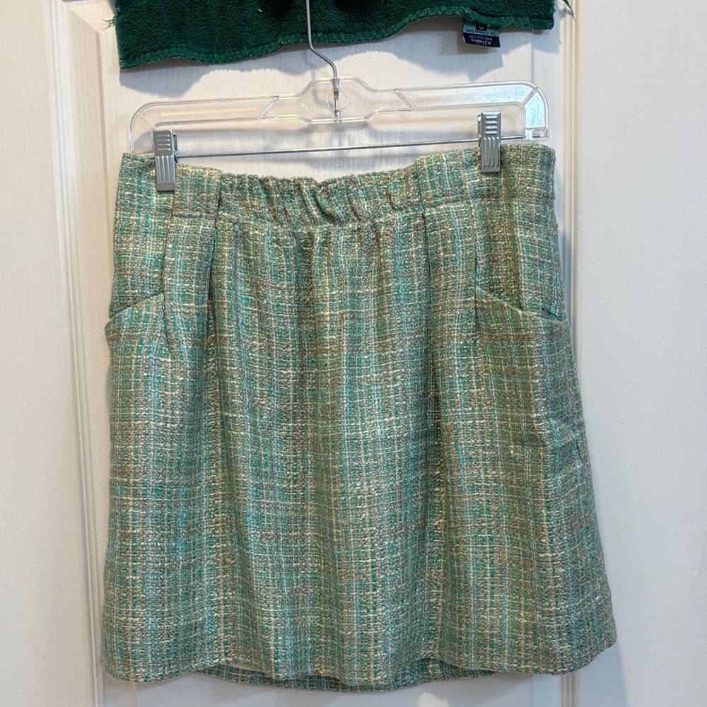 NWOT J. Crew Factory Green Tweed A-Line Skirt